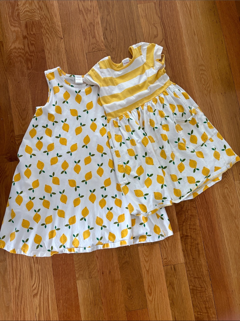 Yellow Lemon Print Girls' Dress - Dress set of 2 matching Hanna Andersson 10 and